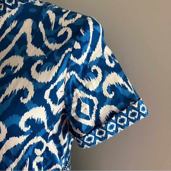 Alice + Olivia Lucy Mini Shirt Dress Pom Pom Hem *Pockets* Blue and White Size 6 - Picture 7 of 15